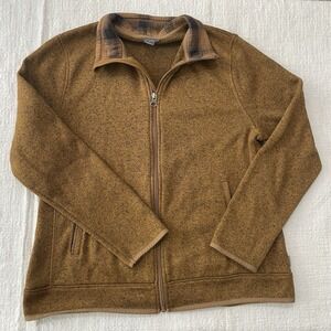 Eddie Bauer Jacket Coat Golden‎ Brown Plaid Women's Petite Large PL Full Zipper